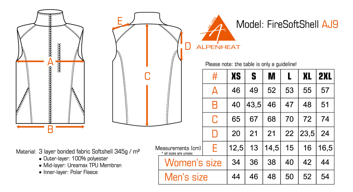 Värmeväst FIRE-FLEECE SVART / XS