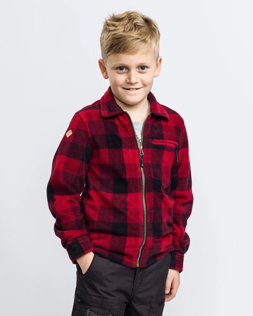 Fleeceskjorta Kanada Barn RÖD/SVART / 116