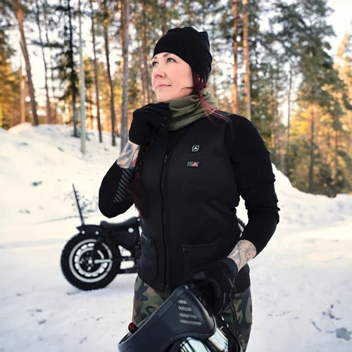 Värmeväst tunn V-ringad, Powerbank SVART / XS