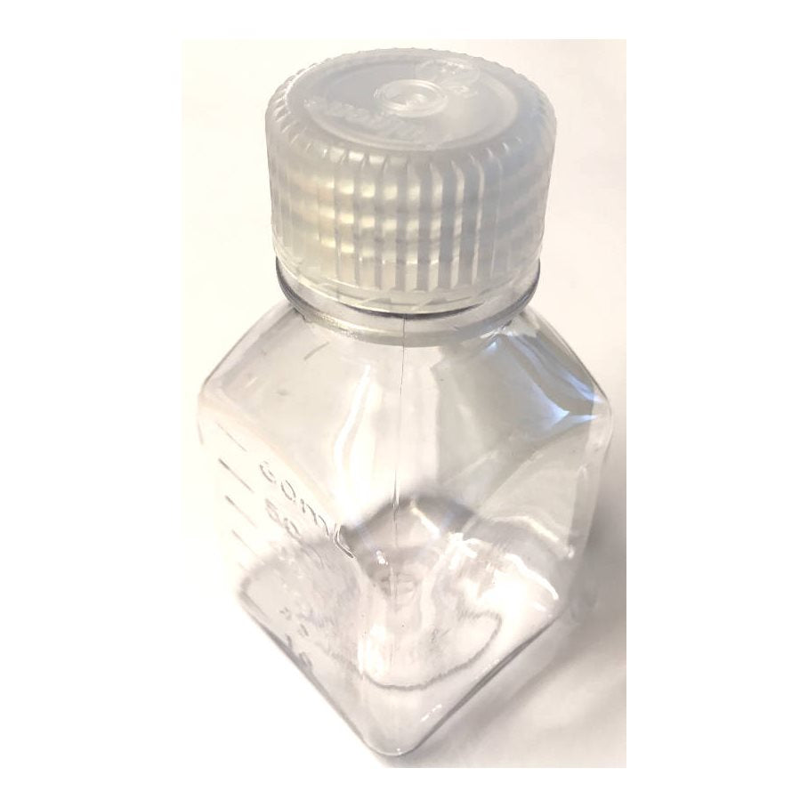 Flaska 60 ml klar fyrkantig med vit kork EN STL