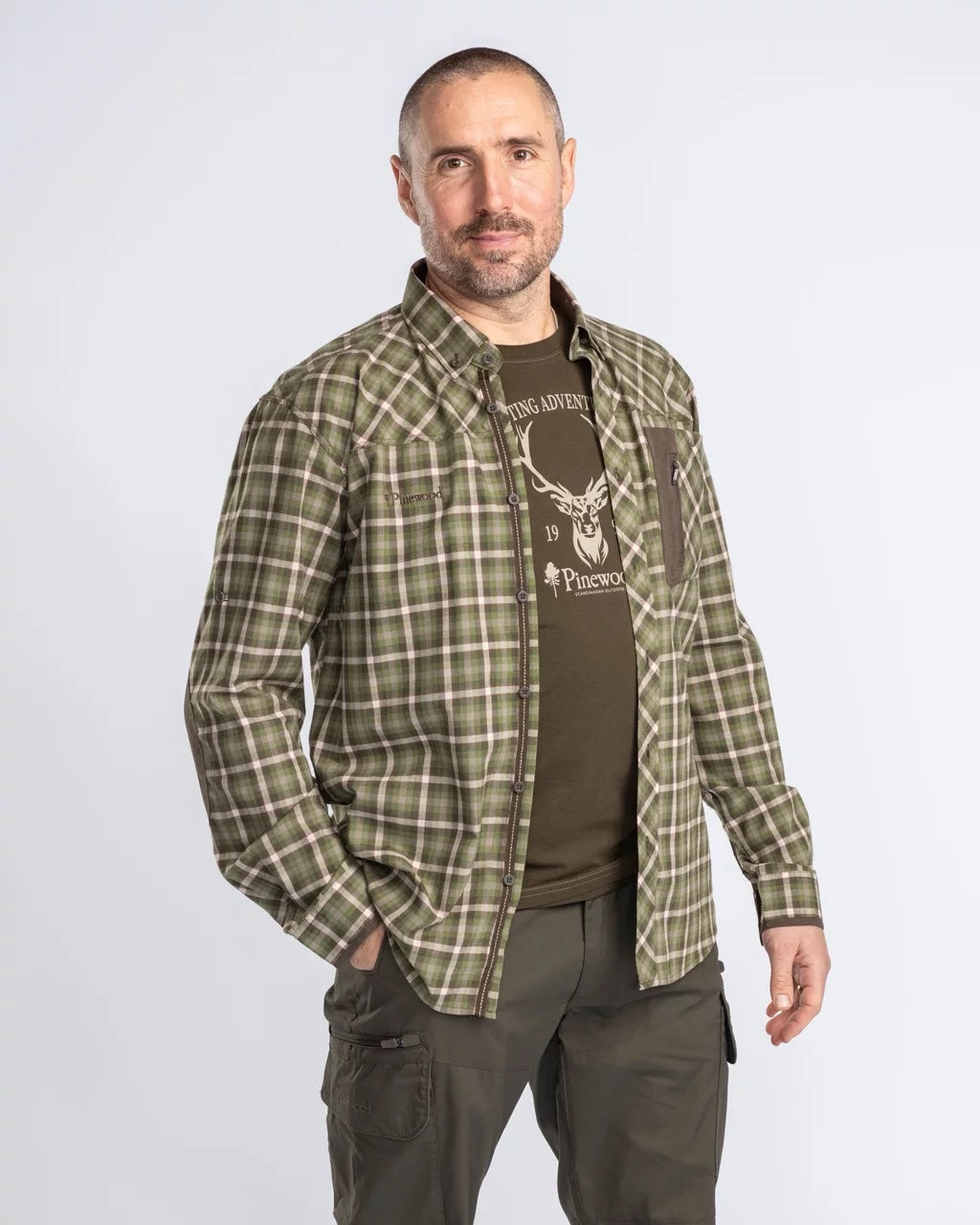 Wolf Shirt Men OFFWHITE/PINEGREEN / S