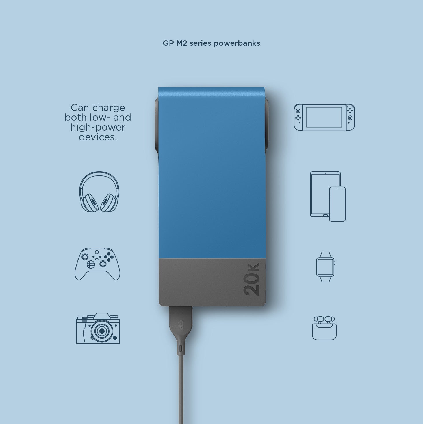Powerbank M2 20000 mAh BLÅ / EN STL